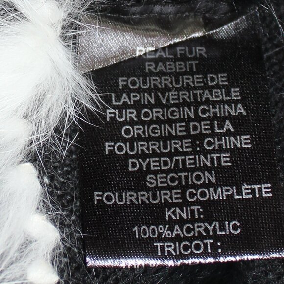 Adrienne Landau Rabbit Fur Poncho white black gray o/s - Picture 5 of 6